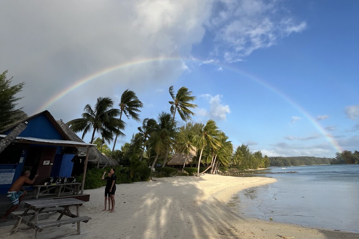 A rainbow over the centre and Tipaniers beach