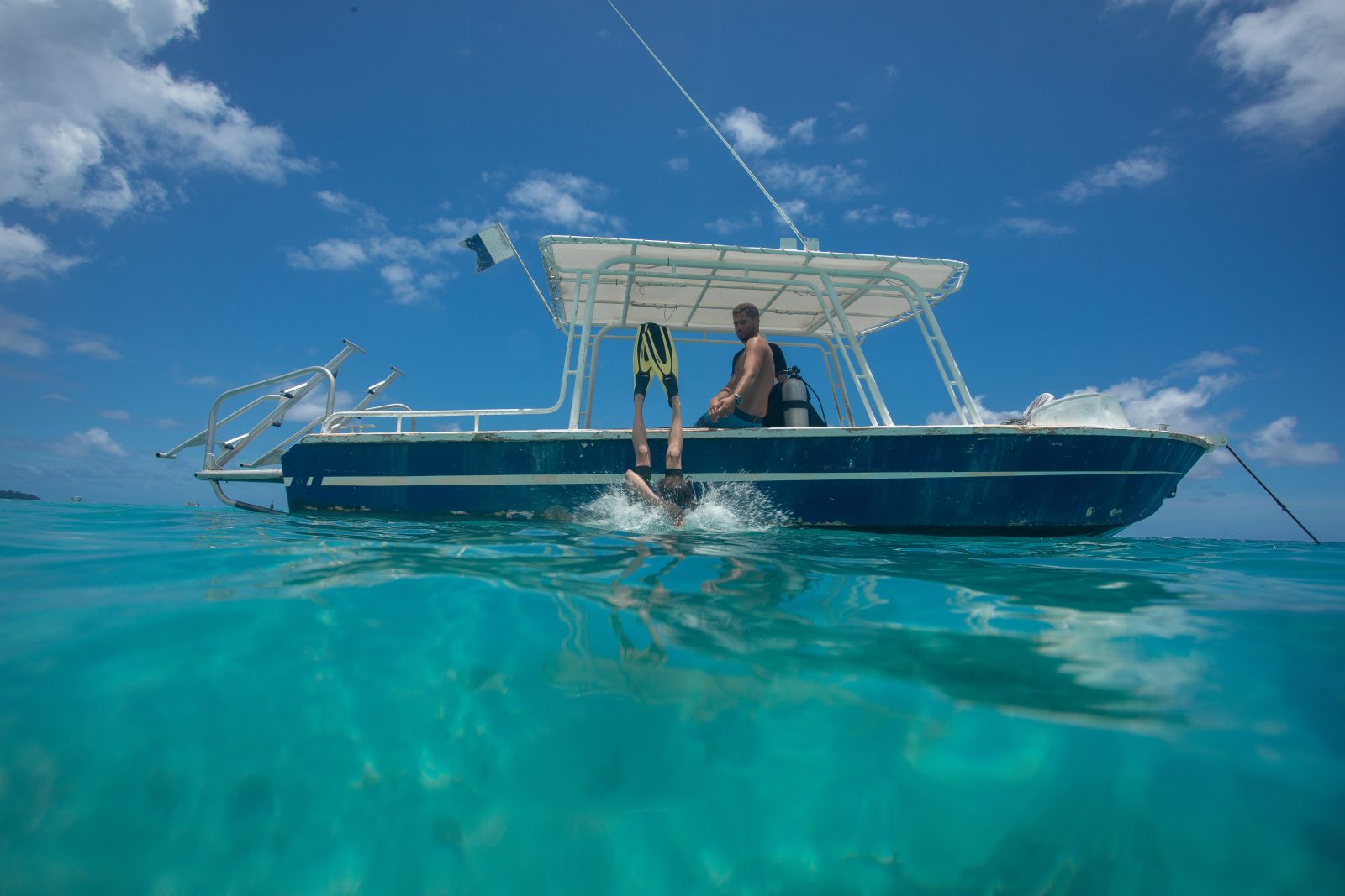 The Scubapiti boat on the Moorea lagoon